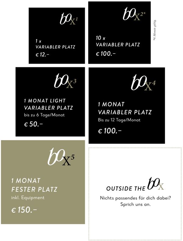 Preisleiste Co-Working Spaces