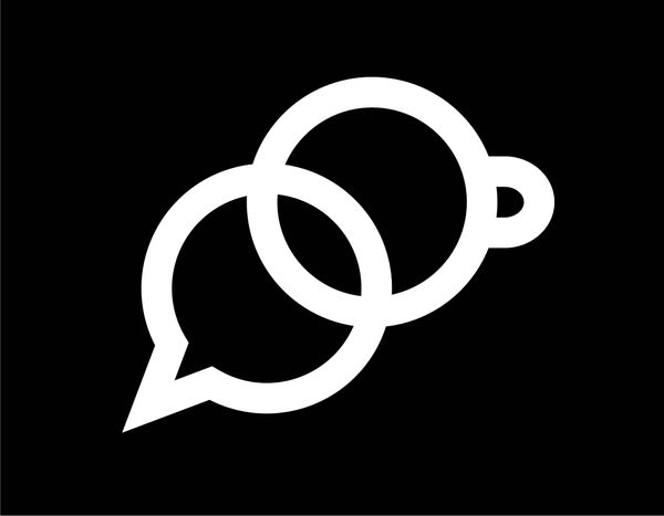 Logo Plaudertasse weiß auf schwarz