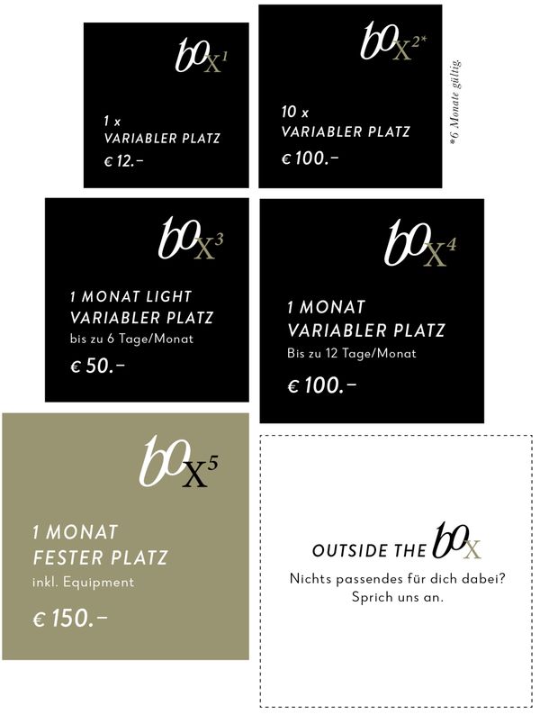 Preisleiste Co-Working Spaces